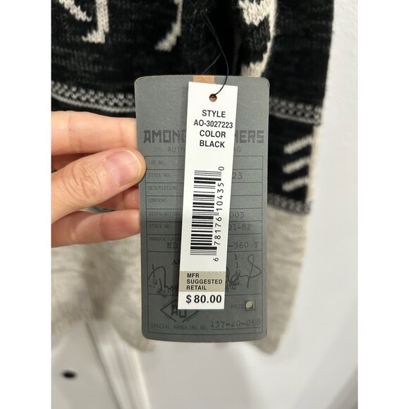 Amongst Others Reindeer Pattern Sweater Black Beige Button Collar Sz Medium - Picture 8 of 9